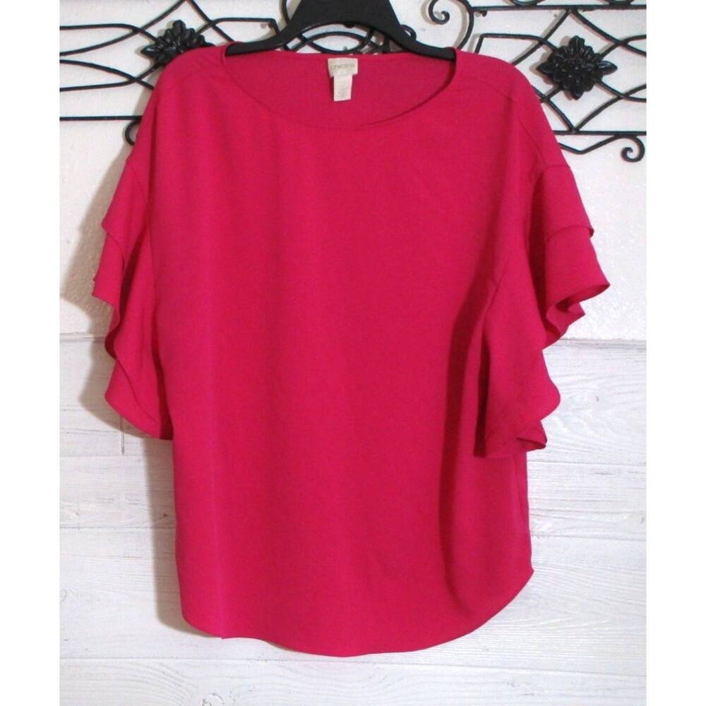Chico's Top Women's Size 2 US L Pink Short Sleeve Round Neck